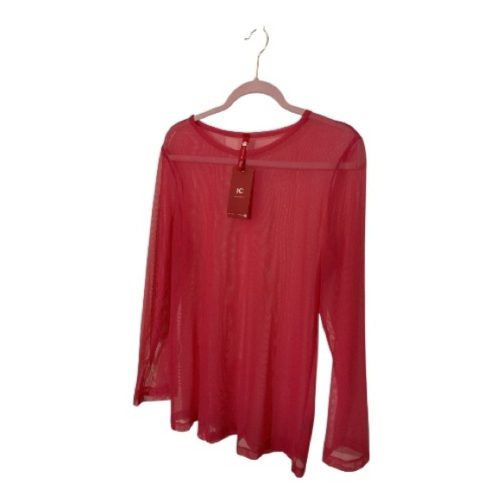 IC Collection Hot Pink Sheer Blouse XXL Lightweight Layering Top